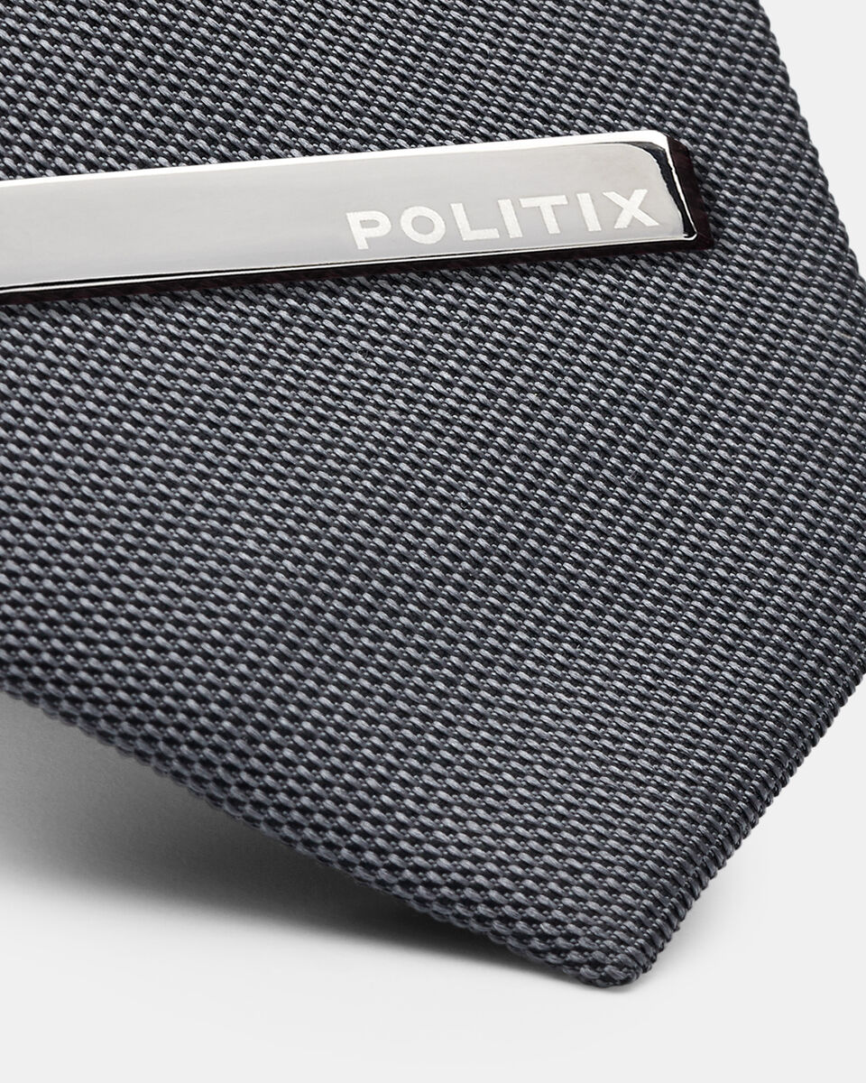 Elia Slim Self Textured Silk Tie, Grey, hi-res
